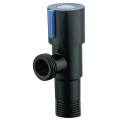 Кран под раковину, нержавеющая сталь 1/2" x 1/2", синяя ручка, HYDRO-S - 512, черный