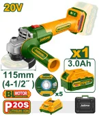 Беспроводная УШМ на аккумуляторе 20V 3Ah; Ø115мм; 3000/9000 rpm; Jadever