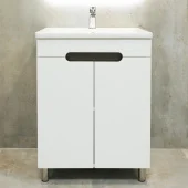 Шкаф напольный Etna Duo белый матовый с умывальником Argo 600