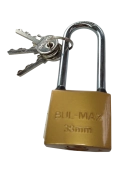 Замок навесной 38mm желтый длинное ушко BULMAX