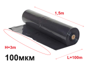 Плёнка полиэтиленовая черная (100micr.)  H-3m. L=100m.