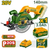 Пила циркулярная ручная на аккумуляторе 20V 6300rpm 140мм + 1 батарея; Jadever