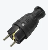 Вилка прямая каучуковая IP44 черная 55 115 00 AY-KA