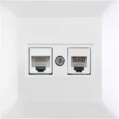 Розетка компьютерная и телефонная белая CANDELA Mutlusan