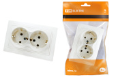 Розетка двойная с заземлением TAIMIR 2P белая TDM