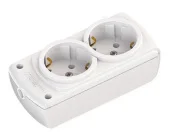 Колодка розеточная 2 гнезда 2P+E 16А белая OLIMPIA Mutlusan