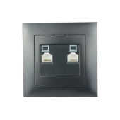 Двойная розетка сетевая RJ45 Elmos rosa 10 A графитовый