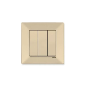 Выключатель с тремя клавишами Meridian Viko by Panasonic. Крем