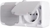 Розетка двойная с крышкой, заземлением 2P+ E 1232 IP54 серая