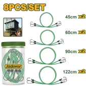 Набор из 8шт резиновых жгутов в нейлоновой оплетке L=45/60/90/122см; JDLRP2T08 Jadever 