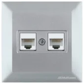 Розетка компьютерная двойная серая CANDELA Mutlusan