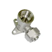 Уголок с фиксатором для металопласта d16х1/2'В. латунь. MPN