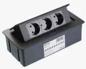 Розетка выдвижная 3-местная встраиваемая черный GTV AE-PBSC3GS-20NN