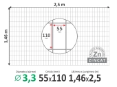 Сетка сварная для клеток и габионов, оцинкованная; Ø3,3мм; 1,46м*2,5м (ячейка 55*110мм)