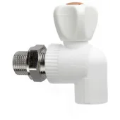 Кран шаровой ППР радиаторный угловой d20х1/2'Н белый. MPN