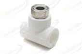 Тройник полипропиленовый с накидной гайкой PP-R Ø32x1", PN25, белый, RTP