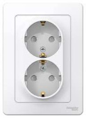 Розетка двойная TAIMIR 2P+E c затвором белая TDM