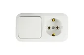 Блок комбинированный выключатель 1P+розетка 2P+Е белый IP20 SELENA 1000kW