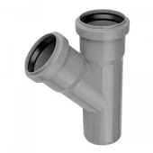 Тройник ПП канализационный Turplast-Bis. д 50 х 50 мм. 45 градусов. Серый