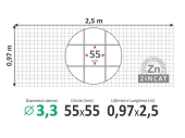 Сетка сварная для клеток и габионов, оцинкованная; Ø3,3мм; 0,97м*2,5м (ячейка 55*55мм)