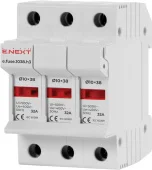 Держатель предохранителя на DIN-рейку e.fuse.1038.h3, для предохранителя 10х38, 3р, 32А