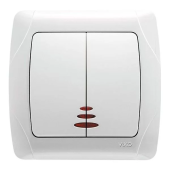 Выключатель двухклавишный с подсветкой Carmen Viko by Panasonic. Белый