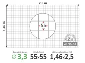 Сетка сварная оцинкованная для габионов; Ø3.3мм, H-1.46м, L-2.5м (ячейка 55*55мм)