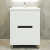Шкаф напольный Etna белый матовый с умывальником Nomi Argo 600