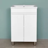 Шкаф напольный Trend Duo белый матовый с встроенным умывальником Soft 550