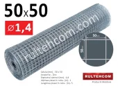 Сетка сварная оцинкованная в рулоне ячейка 50х50мм Ø1,4мм Ширина - 1м; Rultehcom