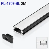 Алюминиевый профиль накладной для светодиодной ленты черный 2m/set 17.5*7mm PL-1707-BL 2m PANLIGHT