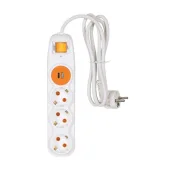Удлинитель с 3 розетками, 2P+E, 1,5 м, с USB+C-фильтром и кнопкой, NILSON