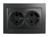 Розетка двойная ALEGRA NILSON с заземлением черная