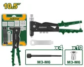 Набор заклепочник ручной + ключ, насадки, заклепки (M3/M4/M5/M6); Jadever 