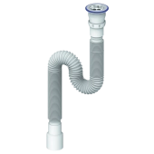 Сифон гофрированный, пластик, белый - 1500mm, 1'1/2, 40; Unicorn 