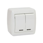 Двойной выключатель с индикатором Elmos 8001-02N 10 A 230 В белый