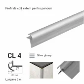 CL 4, Внешний угловой профиль для панелей, 4мм*3 м Silver Glossy