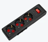 Блок розеток 3 гнезда с заземлением и выключателем черный 23 0301 000 AY-KA