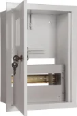 Шкаф металлический, под 1-фазный  счетчик, 8 модулей, встраиваемый, с замком