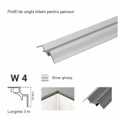 W4, Внутренний угловой профиль для панелей, 3 м Silver Glossy