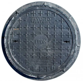 Люк канализационный, композит, серый, Ø500мм, H=40мм - 1тн (круглый)