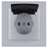 Розетка с крышкой 2P+E серебристая ALEGRA NILSON