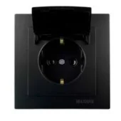 Розетка с крышкой ALEGRA NILSON  с заземлением черная