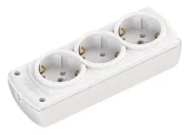 Колодка розеточная 3 розетки  2P+E 16А белая OLIMPIA Mutlusan