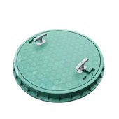 Крышка канализационная круглая из ПП, съемная, с ручкой, нагрузка до 1,3 тн – Ø500мм, Зеленый