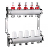 Коллектор в сборе из нержавеющей стали, 5-ходовой, с расходомером, HYDRO-S, 1"x3/4"x16"