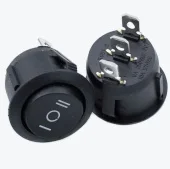 Трехпозиционный переключатель круглый черный I-0-II 7711110