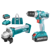 Набор Дрель и Машина шлифовальная угловая на аккумуляторе 20V, 5 предметов TOTAL TCKLI2009