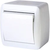 Выключатель проходной одноклавишный  для внешнего монтажа, IP44 белый