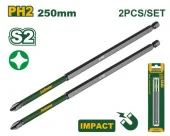 Комплект удлиненных бит для ударной дрели PH2 250мм (2шт); Jadever